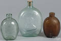 Dyottville aquamarine glass Washington and Taylor flask