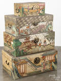 Four Chinese painted lock boxes