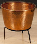 Copper apple butter kettle and stand