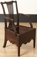 Southern late Chippendale walnut necessary chair