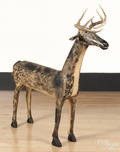 Carved and gessoed folk art stag sculpture