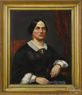 American oil on canvas portrait of a woman