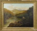 American oil on board river landscape