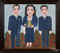 Outsider Art doublesided oil on canvas wedding party