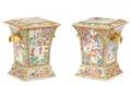 Pair of Rose Medallion Porcelain Bough Pots