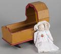Painted pine doll cradle