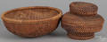 Two woven New England baskets