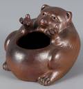 Japanese Bizenware Tanuki figural dish