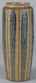 Japanese glazed redware cylindrical vase