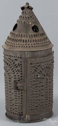 Punched tin carry lantern