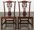 Pair of New England Chippendale cherry dining chairs