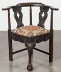 George III style carved oak corner chair
