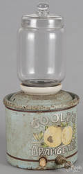 Goolds Orangeade glass and tin counter drink dispenser