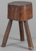 Primitive pine threelegged stool