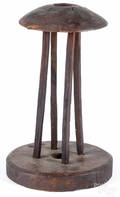 Primitive walnut wig stand