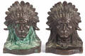 Pair of bronze figural Sitting Bull bookends