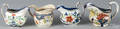 Four Gaudy Dutch porcelain cream pitchers