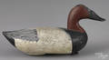 Two Upper Susquehanna River carved and painted canvasback duck decoys mid 20th c