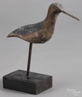 Carved and painted shorebird decoy mid 20th c