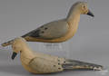 Two contemporary carved and painted mourning dove decoys