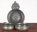 Three American pewter porringers