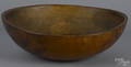 Large turned wooden dough bowl