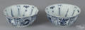 Pair of English tin glazed Delft blue and white bowls mid 18th c