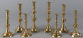 Four pairs of English brass candlesticks 19th c