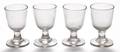 Set of four blown colorless glass cordials