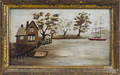 Primitive oil on board coastal scene
