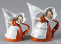 Two Royal Bayreuth porcelain milkmaid cream pitchers
