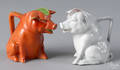 Two Royal Bayreuth porcelain pig creamers