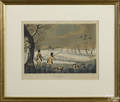 Two colored aquatint engravings drawn and engraved by R Havell Jr 19th c