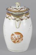 Chinese export porcelain cider jug and cover ca 1800