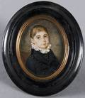 English miniature watercolor on ivory portrait of a boy