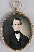 English watercolor on ivory miniature portrait of a gentleman