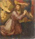 Continental oil on panel of Christ bearing the cross
