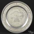 Swiss pewter engraved plate