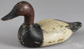 Evans Factory carved and painted canvasback duck decoy mid 20th c