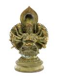 Chinese Bronze Thousand Arm Guanyin Green Patina