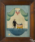Reverse painting on glass of George Washington late 19th c
