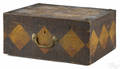 Painted pine and oak lock box late 19th c