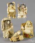 Five Japanese carved ivory netsuke