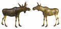 Pair of carved and painted bull and cow moose ca 1940