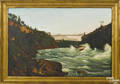 American oil on canvas river scene