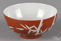 Japanese iron red porcelain bowl with bamboo decoration