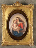 Painted porcelain plaque of the Mother and Child