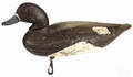 Carved and painted bluebill duck decoy mid 20th c