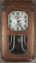 French Girod carved walnut wall clock with a Westminster chime