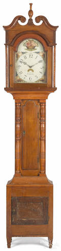 Pennsylvania cherry Sheraton tall case clock